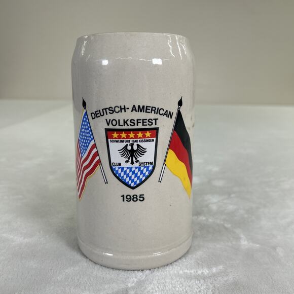 Vintage Deutsch American Volksfest 1985 1L Stoneware Stein Glazed Pottery Chrty - Picture 1 of 9